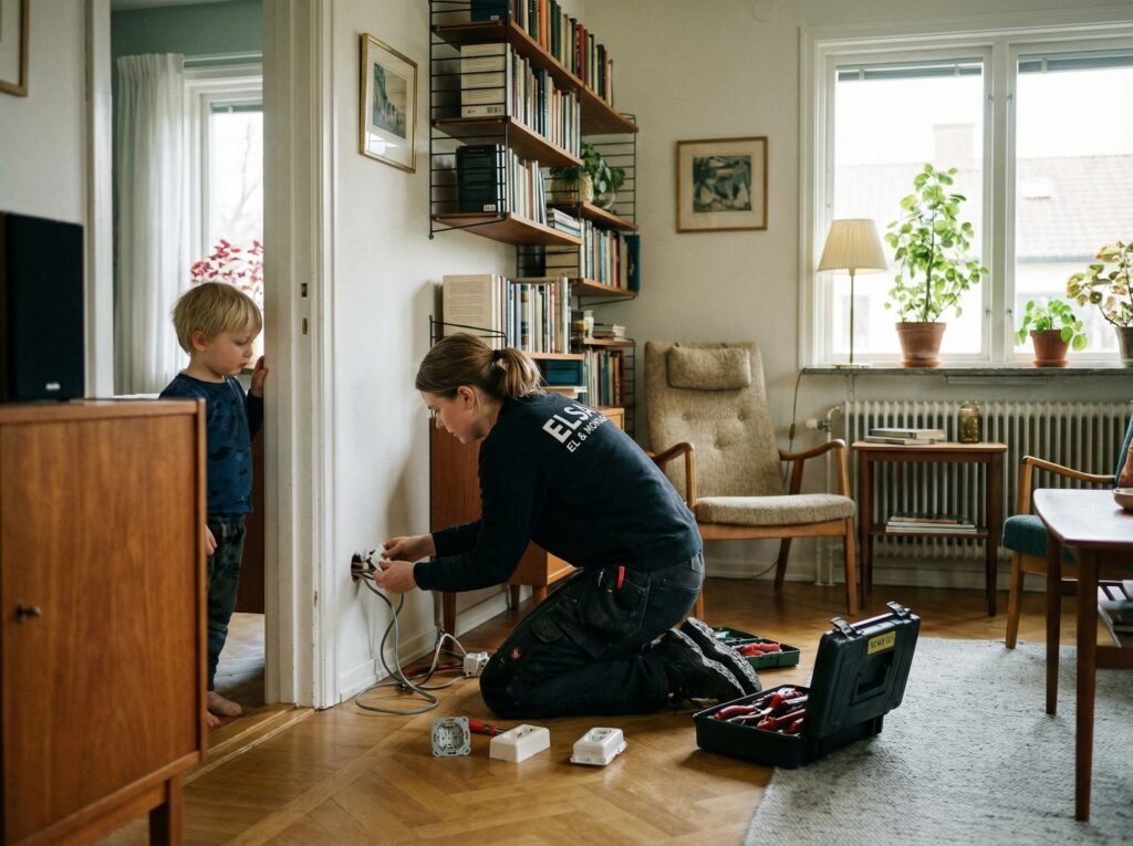elektriker byter ett eluttag